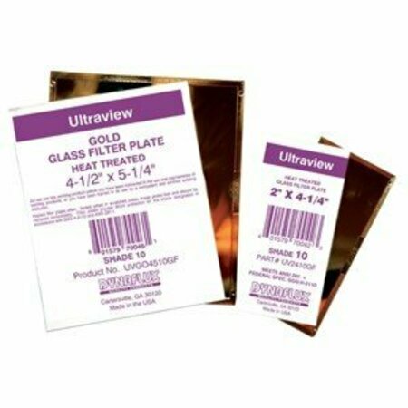 DYNAFLUX Gold Glass Filter Plates, Size: 2in. x 4-1/4in., Shade: 9, 50PK UVGO2409GF